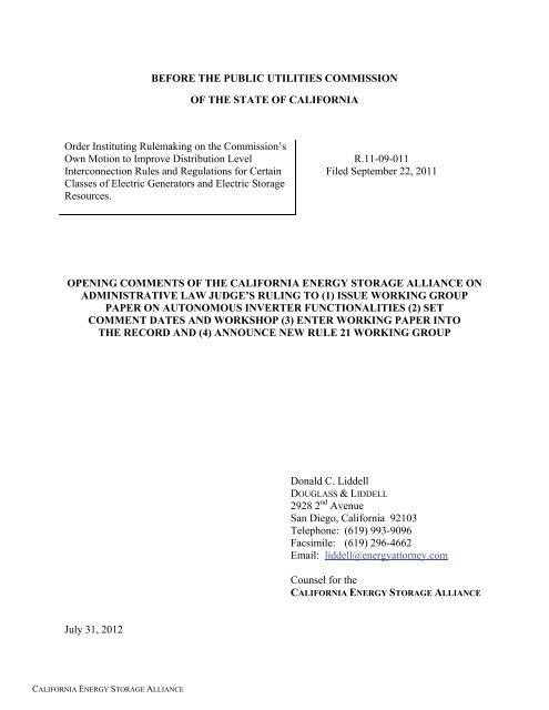 DG/Storage Interconnection ALJ's Ruling Comments - California ...