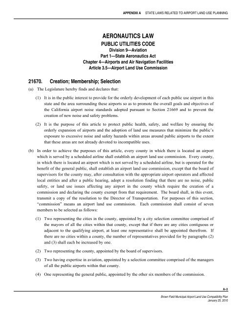 Brown Field Municipal Airport Land Use Compatibility Plan