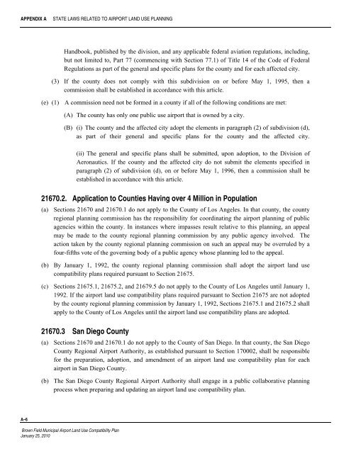 Brown Field Municipal Airport Land Use Compatibility Plan