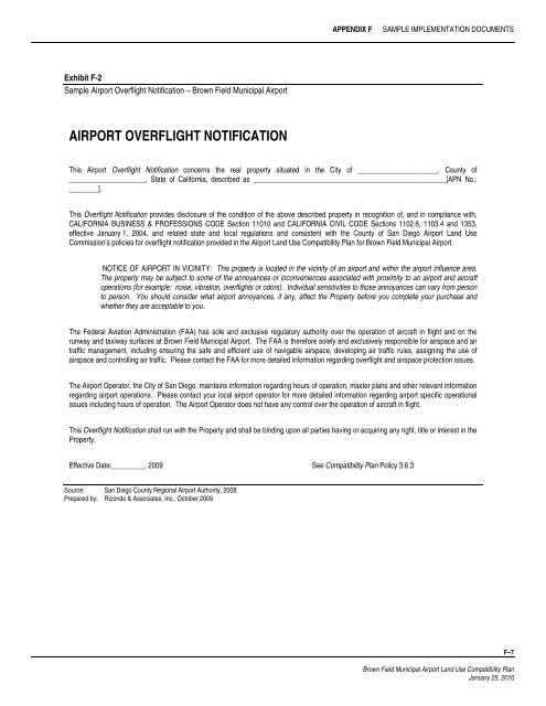 Brown Field Municipal Airport Land Use Compatibility Plan