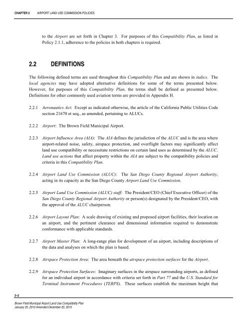 Brown Field Municipal Airport Land Use Compatibility Plan