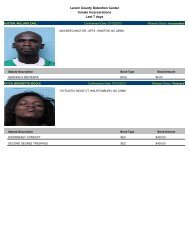 Lenoir County Detention Center Inmate Incarcerations Last 7 days