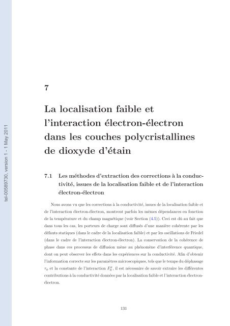 Couches minces d'oxyde d'Ã©tain: la localisation faible et les effets de ...