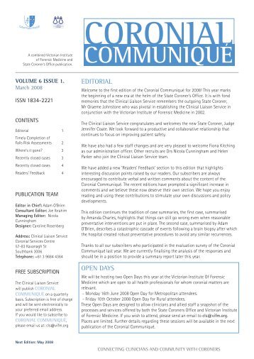 Coronial-Communique - Victorian Institute of Forensic Medicine