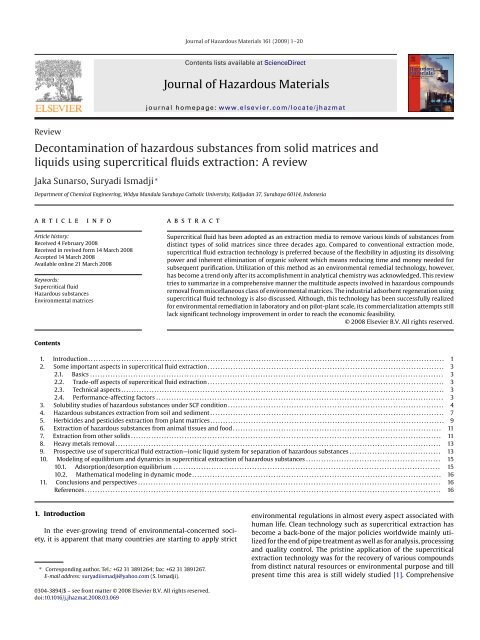Journal of Hazardous Materials Decontamination of hazardous