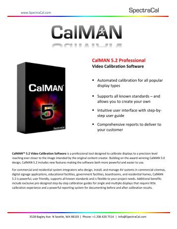 Download CalMAN 5.2 spec sheet - CE Pro