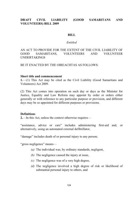 civil liability of good samaritans and volunteers - Law Reform ...