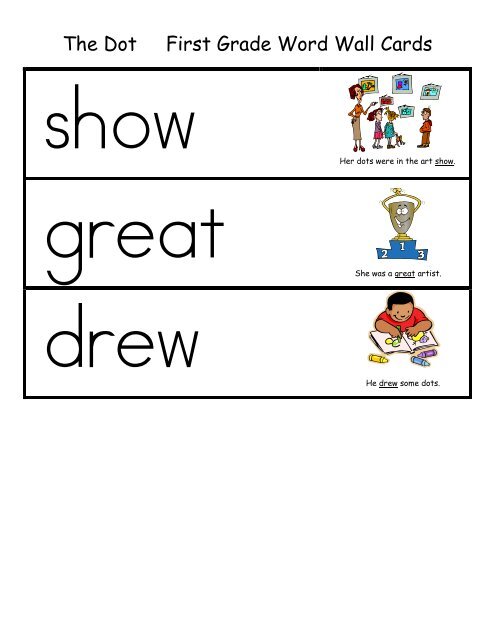 The Dot First Grade Word Wall Cards - Little Book Lane