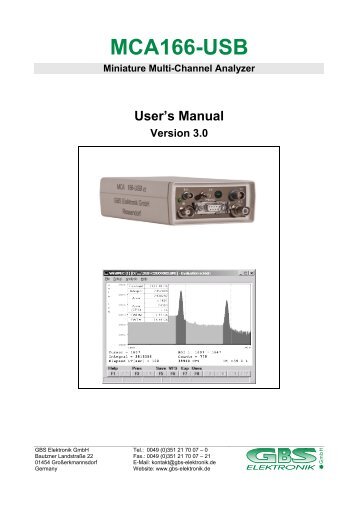 MCA166-USB - GBS Elektronik GmbH