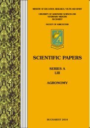 SCIENTIFIC PAPERS - Facultatea de AgriculturÃ„Âƒ
