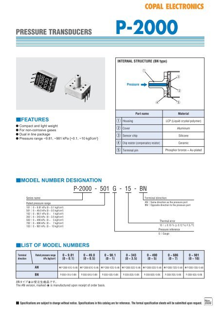 Pressure transducer P-2000