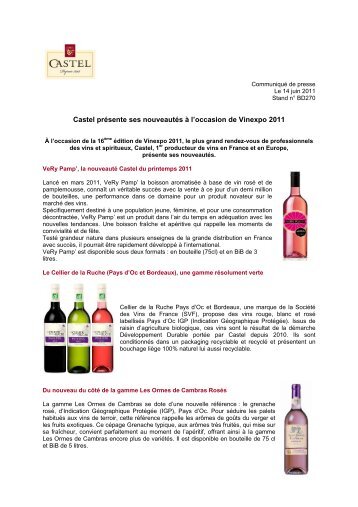 Castel prÃ©sente ses nouveautÃ©s Ã  l'occasion de ... - Vinomedia