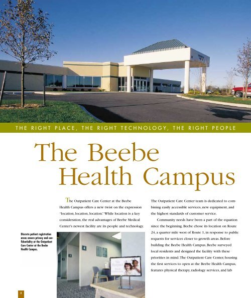 In this Issue: In this Issue: - Beebe Medical Center