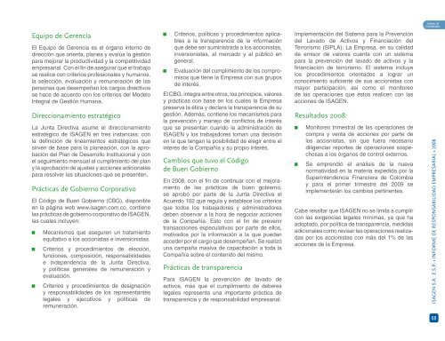 Informe de Responsabilidad Empresarial 2008 - Isagen