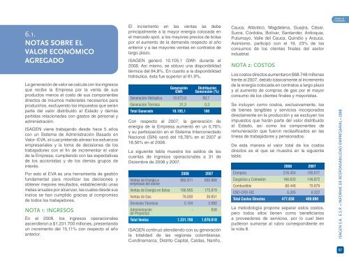 Informe de Responsabilidad Empresarial 2008 - Isagen