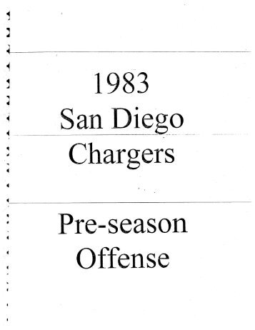 San Diego Chargers Offense - 1983 - Don Coryell - FootballXOs.com