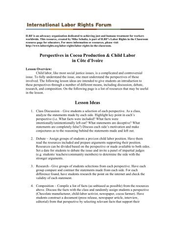 Perspectives in Cocoa Production & Child Labor in CÃ´te d'Ivoire ...