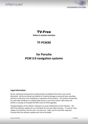 TV-Free TF-PCM30 for Porsche PCM 3.0 ... - vag navisystems