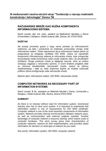Računarske mreže kao komponenta informacionih sistema