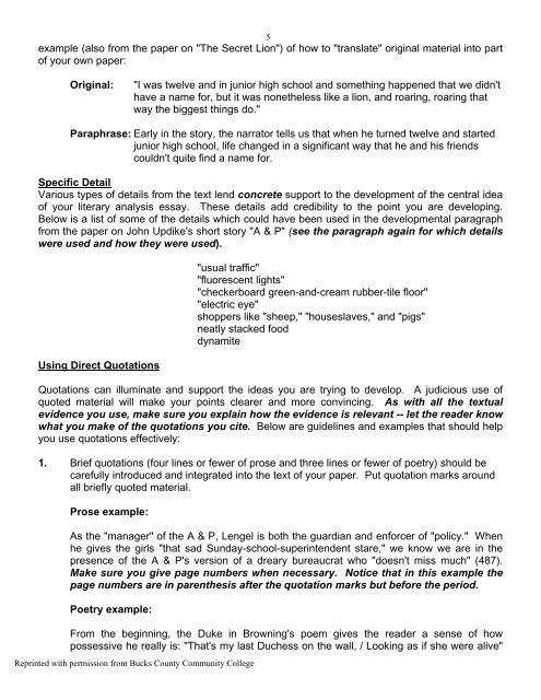 5example also from the p examples of literary analysis essay
