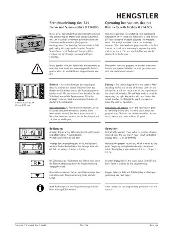 Betriebsanleitung tico 734 Operating instructions tico 734