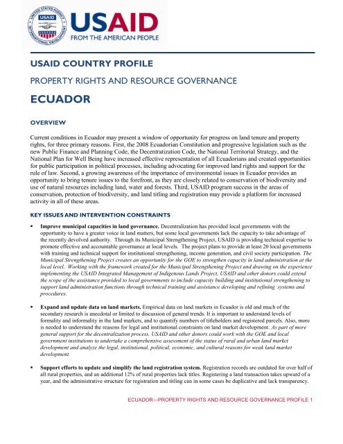 ECUADOR - Land Tenure and Property Rights Portal