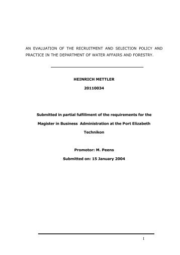 an evaluation of the recruitment and selection policy and practice in ...