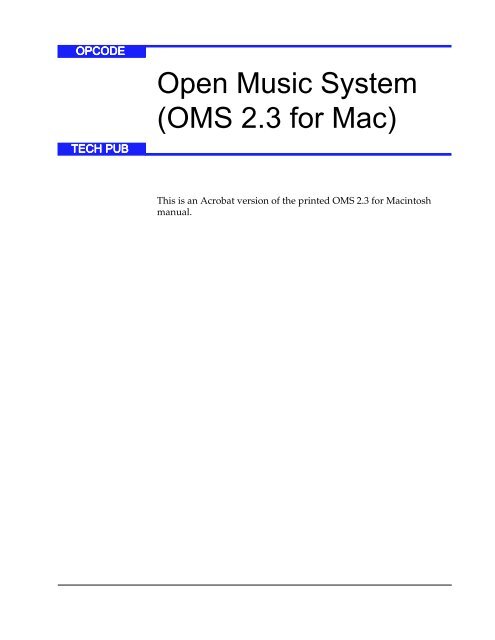 Opcode OMS Version 2.3 User Manual from 1996 - House of Synth