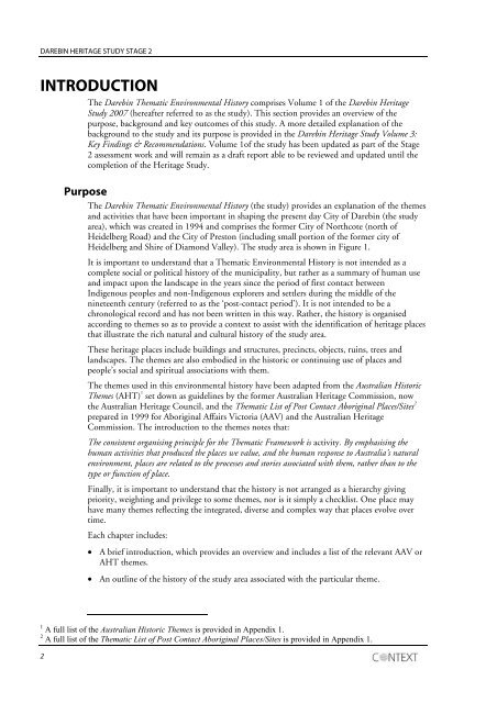 City of Darebin Heritage Study Volume 1 Draft Thematic