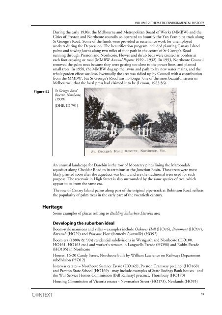 City of Darebin Heritage Study Volume 1 Draft Thematic