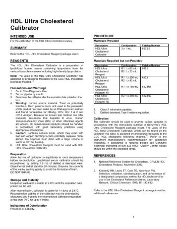 HDL Ultra Cholesterol Calibrator - Sekisui Diagnostics