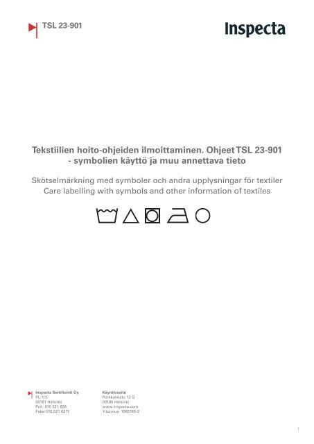 Tekstiilien hoito-ohjemerkintÃ¤ TSL 23-901 - Inspecta