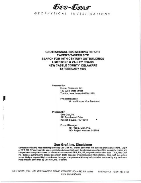 Appendix E GEOTECHNICAL ENGINEERING REPORT GEO-GRAF ...