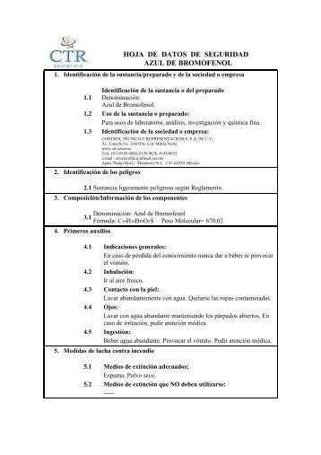 Azul de Bromofenol MSDS - CTR Scientific