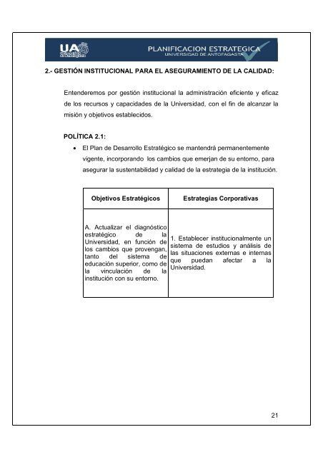 Plan Estrategico UA.pdf - Universidad de Antofagasta