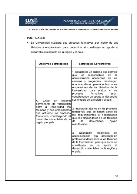 Plan Estrategico UA.pdf - Universidad de Antofagasta