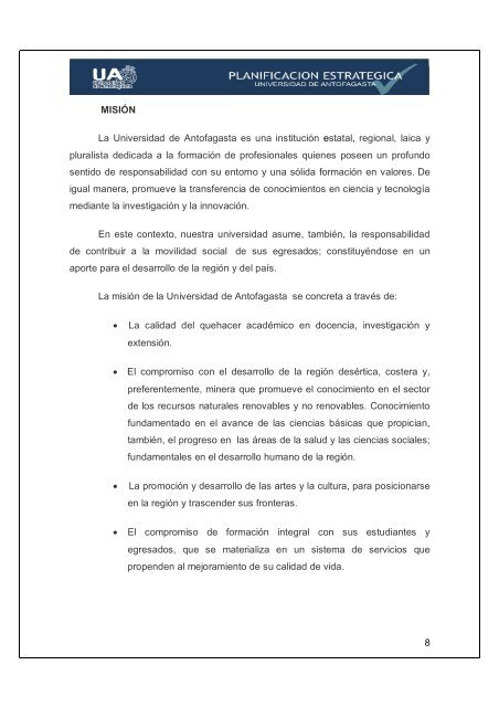 Plan Estrategico UA.pdf - Universidad de Antofagasta