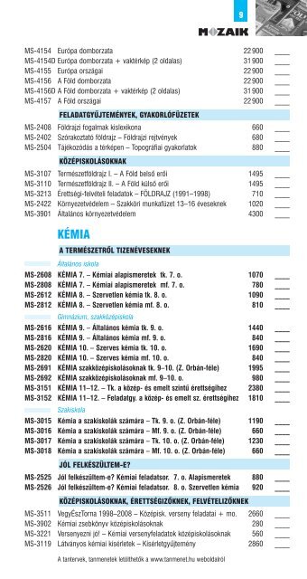 KiadvÃ¡nyjegyzÃ©k - Mozaik KiadÃ³