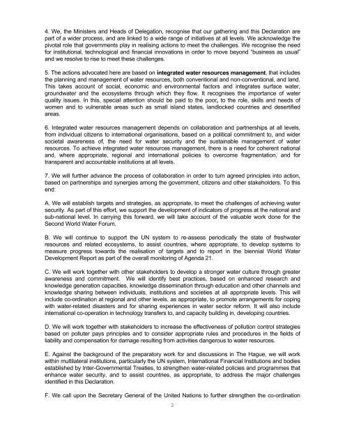 Ministerial Declaration of The Hague on Water Security in the 21st ...