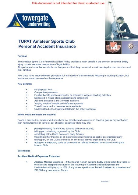 TUPAT Amateur Sports Club Personal Accident Insurance