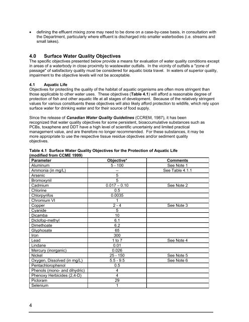 EPB 356 - Surface Water Quality Objectives: Interim Edition