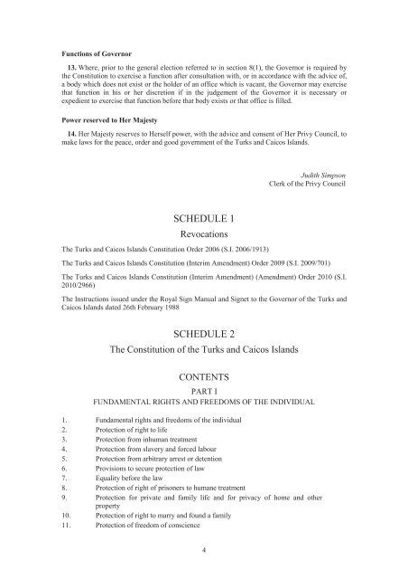 Constitution - The Goverment of the Turks & Caicos Islands