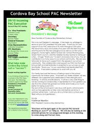 Cordova Bay School PAC Newsletter President's Message