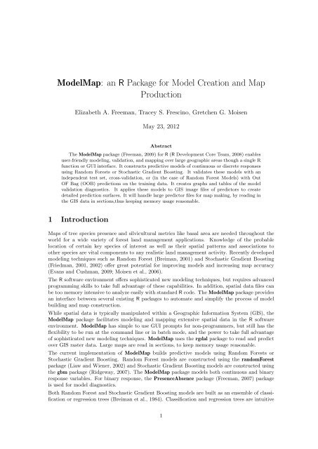 ModelMap: an R Package for Model Creation and Map Production