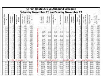 CTrain Route 201 Southbound Schedule Saturday ... - Calgary Transit
