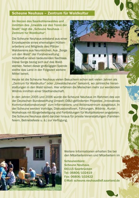 scheune neuhaus – zentrum für waldkultur jahresprogramm 2011