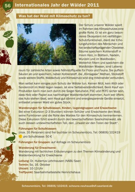 scheune neuhaus – zentrum für waldkultur jahresprogramm 2011