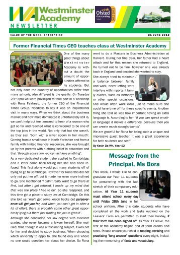21 June 2013 - Westminster Academy