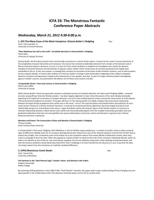 The Monstrous Fantastic Conference Paper Abstracts - International ...