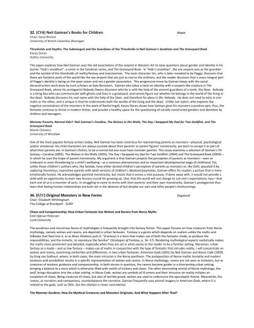 The Monstrous Fantastic Conference Paper Abstracts - International ...